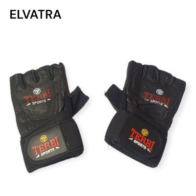 دستکش بدنسازی مردانه کف چرم لاستیکی کد 43