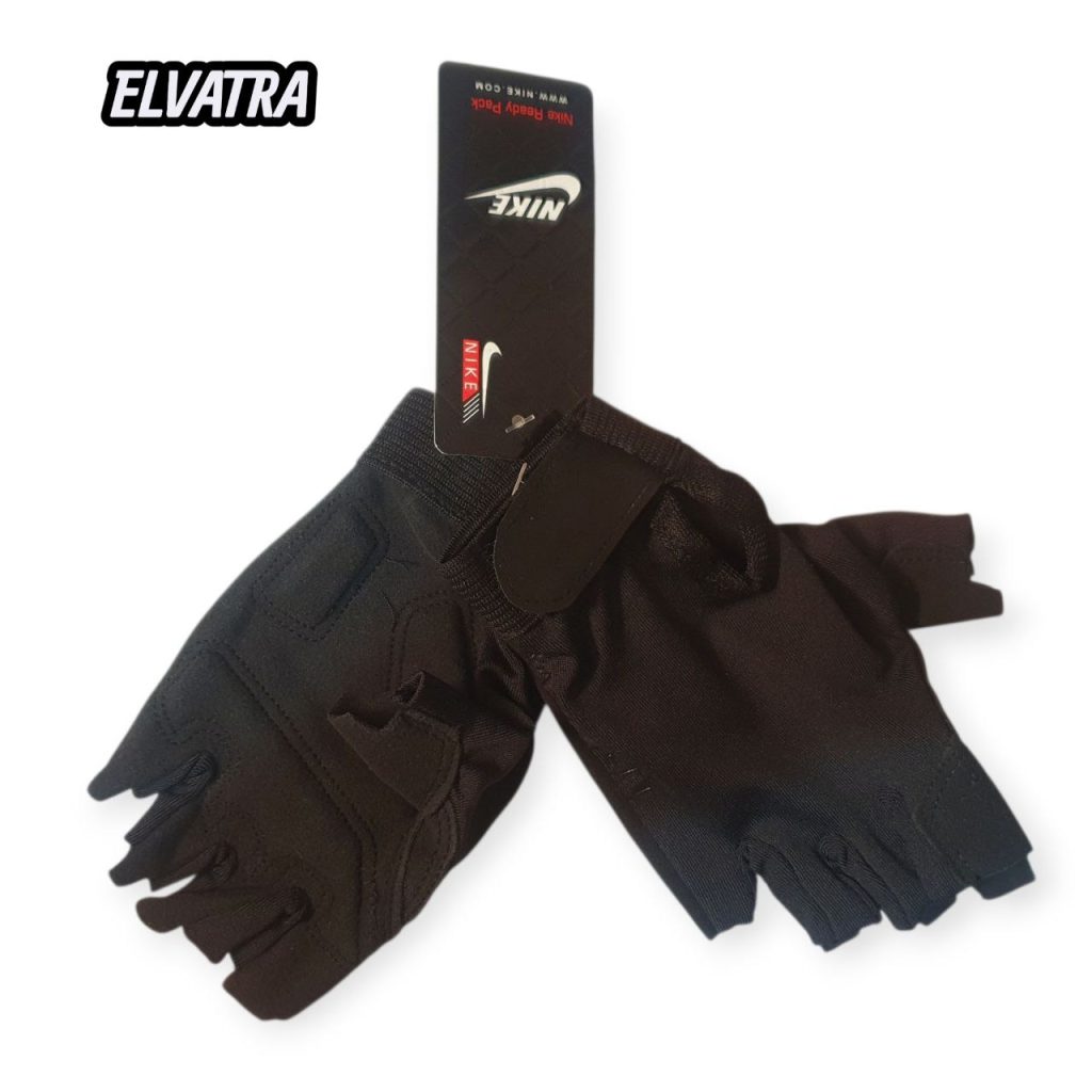 تصویر دستکش بدنسازی زنانه مشکی بدون مچ کد 89