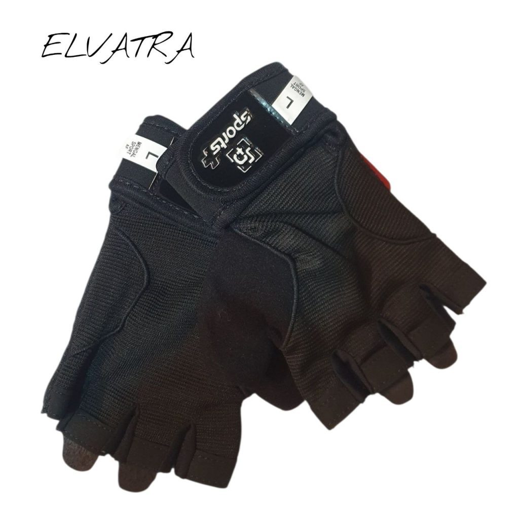 تصویر دستکش بدنسازی مشکی زنانه مچدار مدل sp کد 90