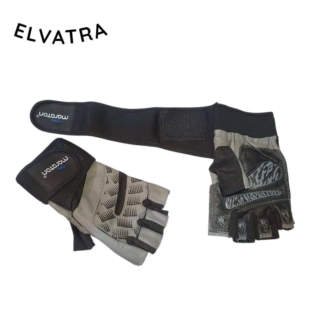 تصویر دستکش مچ دار بدنسازی مردانه وارداتی کد 61